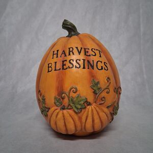 Harvest Blessings Orange Pumpkin Woodgrained Resin 7" x 9 1/2" 2016 Shopko